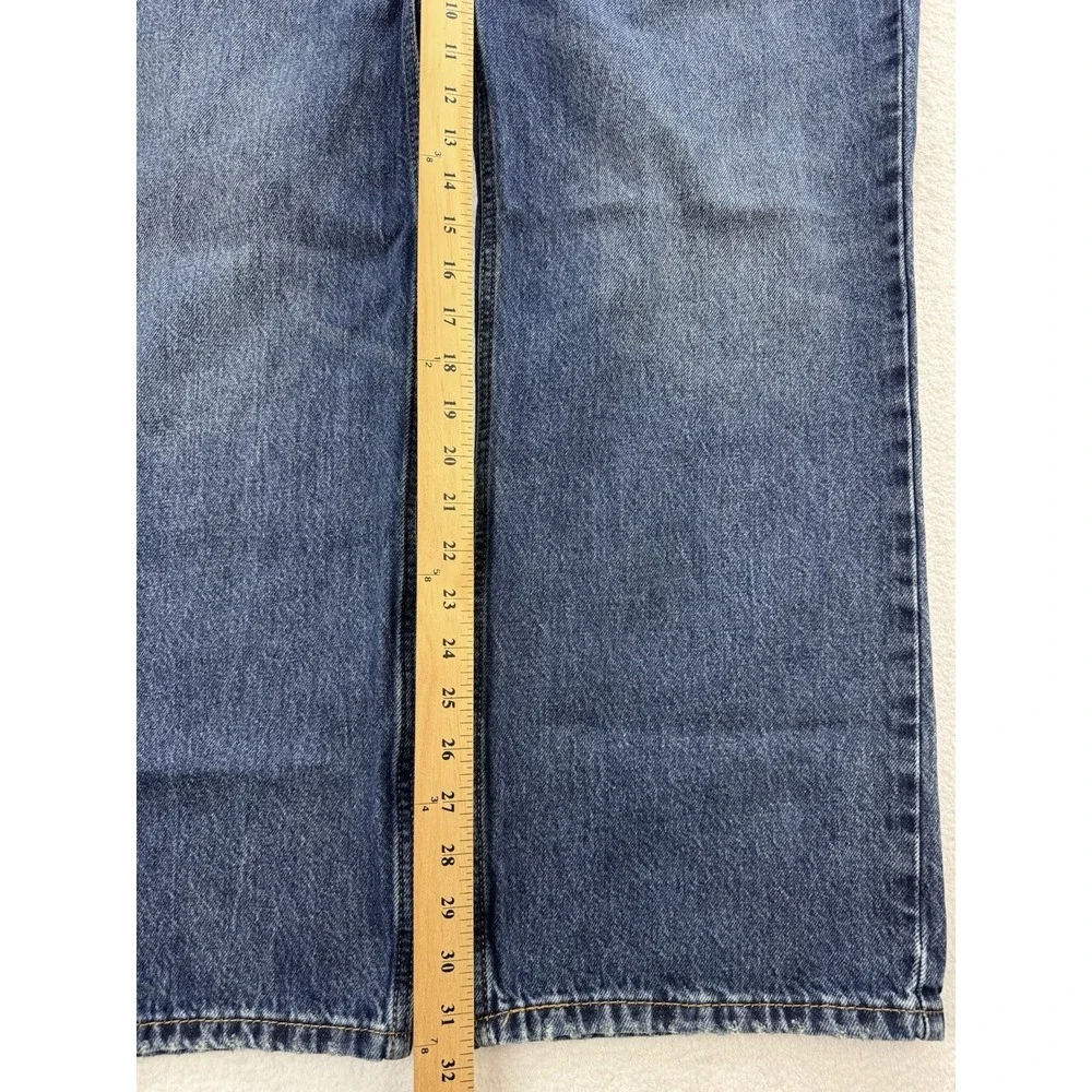 Levis 565 Jeans Mens 36x32 Blue Loose Straight Whisker Distress Fade Denim
